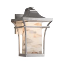 Alabaster Rocks! Single Light 17" Tall Outdoor Wall Sconce with Shaved Alabaster Rocks Cast Into Resin Rectangular Shade