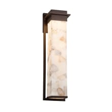 Pacific Single Light 24" Tall Integrated LED Outdoor Wall Sconce with Shaved Alabaster Stone Shade