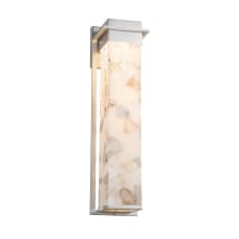 Pacific Single Light 24" Tall Integrated LED Outdoor Wall Sconce with Shaved Alabaster Stone Shade