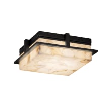 Avalon Single Light 10" Wide Integrated LED Flush Mount Square Ceiling Fixture with Shaved Alabaster Stone Shade