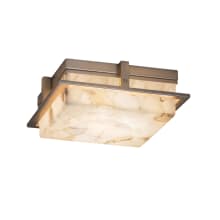 Avalon Single Light 10" Wide Integrated LED Flush Mount Square Ceiling Fixture with Shaved Alabaster Stone Shade