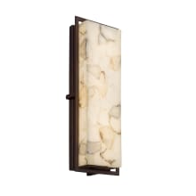 Alabaster Rocks Single Light 18" High Integrated 3000K LED Outdoor Wall Sconce with Shaved Alabaster Rock Cast Resin Shade - ADA Compliant