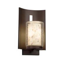 Alabaster Rocks Single Light 12-3/4" High Outdoor Wall Sconce with Shaved Alabaster Rock Cast Resin Shade