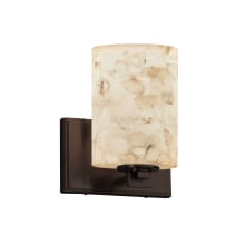 Alabaster Rocks! 7" Tall Bathroom Sconce with Flat Rimmed Cylinder Shade