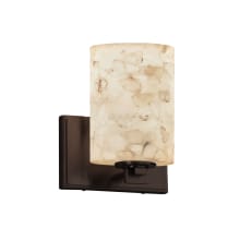 Alabaster Rocks! 7" Tall LED Bathroom Sconce with Flat Rimmed Cylinder Shade