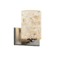 Alabaster Rocks! 7" Tall Bathroom Sconce with Flat Rimmed Cylinder Shade