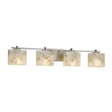 Alabaster Rocks! 4 Light 36" Wide Bathroom Vanity Light with Rectangle Shades