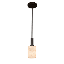 Era Single Light 4" Wide Mini Pendant with Cylindrical Shaved Alabaster Shade