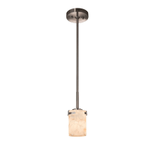 Atlas Single Light 4-1/2" Wide Mini Pendant with Cylindrical Shaved Alabaster Shade