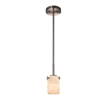 Atlas Single Light 4-1/2" Wide Integrated LED Mini Pendant with Cylindrical Shaved Alabaster Shade