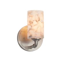 Bronx Single Light 8" Tall Wall Sconce with Cylindrical Shaved Alabaster Shade