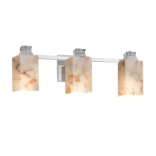 Alabaster Rocks! 3 Light 23" Wide Integrated 3000K LED Bathroom Vanity Light with Shaved Alabaster Rocks in Resin Square Shades