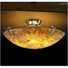 Alabaster Rocks! 3 Light 21" Wide Semi-Flush Bowl Ceiling Fixture with Shaved Alabaster Rocks Resin Shade