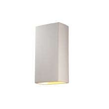 Two Light 21" Extra Large Rectangle Interior Wall Washer Sconce Rated for Damp Locations from the Ceramic Collection