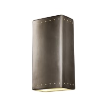 Two Light 21" Extra Large Rectangle Interior Wall Sconce with Perforations Rated for Damp Locations from the Ceramic Collection