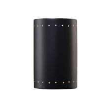 Single Light Large Cylindrical 12.5" Interior Wall Sconce Rated for Damp Locations from the Ceramic Collection