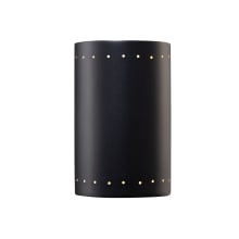 Two Light 12.5" Large ADA Cylinder with Perforations Interior Wall Sconce Rated for Damp Locations from the Ceramic Collection