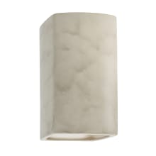 Single Light 9.5" Small ADA Rectangle Interior Down Light Wall Sconce Rated for Damp Locations from the Ceramic Collection