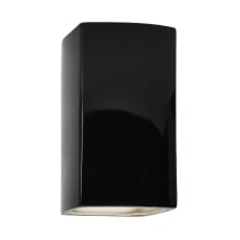Single Light 9.5" Small ADA Rectangle Exterior Down Light Wall Sconce Rated for Wet Locations from the Ceramic Collection