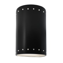 Ambiance 10" Tall Perforated Half Cylinder Open Top ADA Wall Sconce