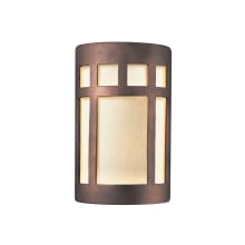 Single Light 9.5" Outdoor Small Prairie Window Wall Sconce Rated for Wet Locations from the Ceramic Collection