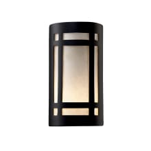 Single Light 12.5" Outdoor Large Craftsman Window Wall Sconce Rated for Wet Locations from the Ceramic Collection