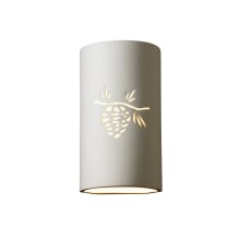 Sun Dagger 2 Light 14" Tall Open Top Wall Sconce with Pinecone Design