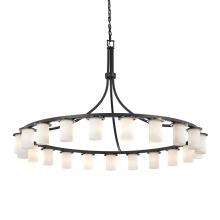 Dakota 21 Light 60" Wide Ring Chandelier with Clouds Cylindrical Shade