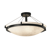 24" Round 6 Light Semi-Flush Ceiling Fixture with Bowl Shade and Ring from the Clouds Collection