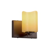 CandleAria Single Light 6-3/4" High Wall Sconce with Amber Faux Candle Resin Shade