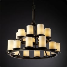 CandleAria 21 Light 33" Wide Pillar Candle Chandelier with Faux Candle Resin Shades