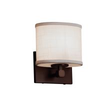 Textile 6.5" Tetra LED Single Light ADA Approved Bathroom Sconce with White Fabric Shade