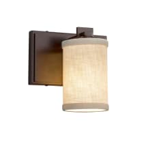 Textile 7" Tall Bathroom Sconce with Flat Rimmed Cylinder Shade