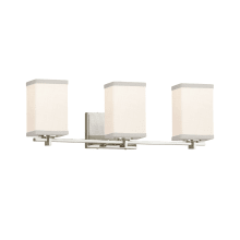 Textile 3 Light 24" Wide Bathroom Vanity Light with White Flat Rimmed Square Shades from the Era Series