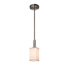 Era Single Light 4" Wide Integrated LED Mini Pendant with Square Woven Fabric Shade