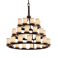 Textile 36 Light 42" Wide Pillar Candle Style Chandelier with Cream Woven Fabric Shades