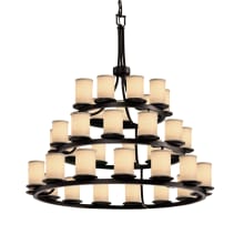 Textile 36 Light 42" Wide Pillar Candle Style Chandelier with Cream Woven Fabric Shades