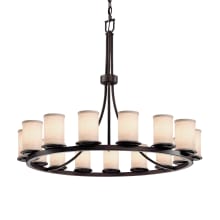 Textile 15 Light 42" Wide LED Chandelier with Flat Rimmed Cylinder Shades from the Dakota Family