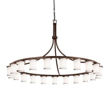 Textile 21 Light 60" Wide Ring Chandelier with White Fabric Shades