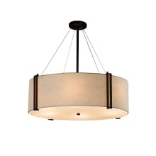 Textile 8 Light 37" Wide Drum Chandelier with Cream Shades