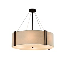 Textile 37" Wide LED Drum Chandelier with Cream Shade