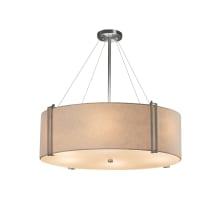 Textile 37" Wide LED Drum Chandelier with Cream Shade