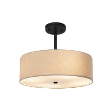 Textile 18" Wide LED Pendant with Cream Shade