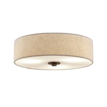 Textile 3 Light 15" Wide Flush Mount Drum Ceiling Fixture with Cream Shades
