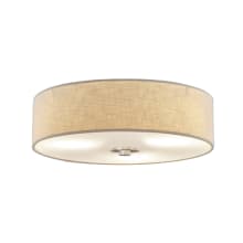 Textile 3 Light 15" Wide Flush Mount Drum Ceiling Fixture with Cream Shades