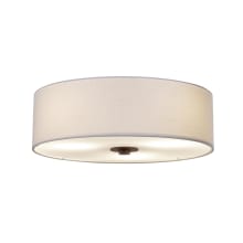 Textile 3 Light 15" Wide Flush Mount Drum Ceiling Fixture with White Shades