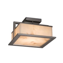 Laguna Single Light 12" Wide Integrated LED Semi-Flush Square Ceiling Fixture with Faux Alabaster Shade