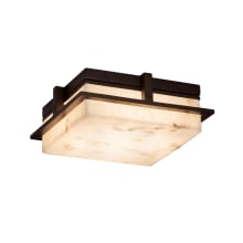 LumenAria Single Light 10" Wide Integrated 3000K LED Outdoor Flush Mount Square Ceiling Fixture with Faux Alabaster Resin Square Shade