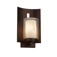 LumenAria Single Light 12-3/4" High Integrated 3000K LED Outdoor Wall Sconce with Tan Faux Alabaster Resin Shade