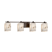 LumenAria 4 Light 34" Wide LED Bathroom Vanity Light with Flat Rimmed Square Shades